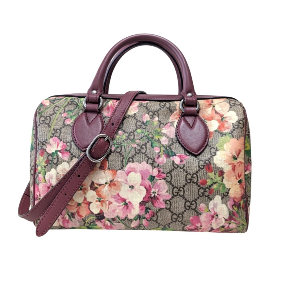Gucci Floral Satchel Bag - Pink and Green